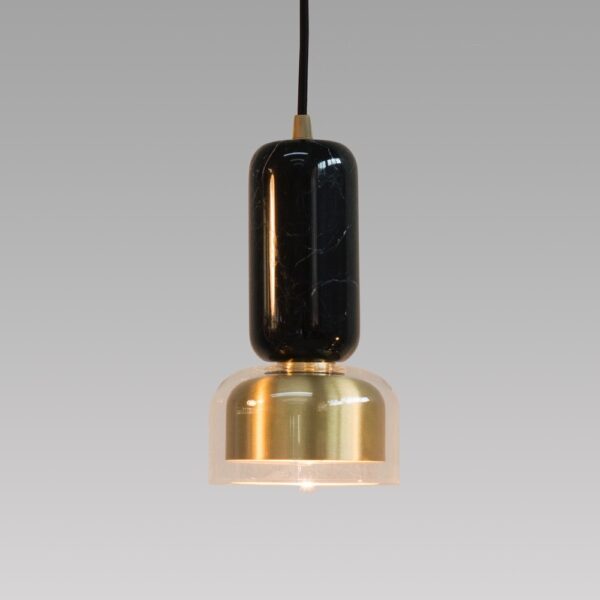 Andromeda Pendant Lamp by E. Elizarova in black marble and brass - Image 2