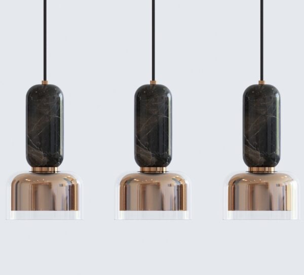 Andromeda Pendant Lamp by E. Elizarova in black marble and brass - Image 4