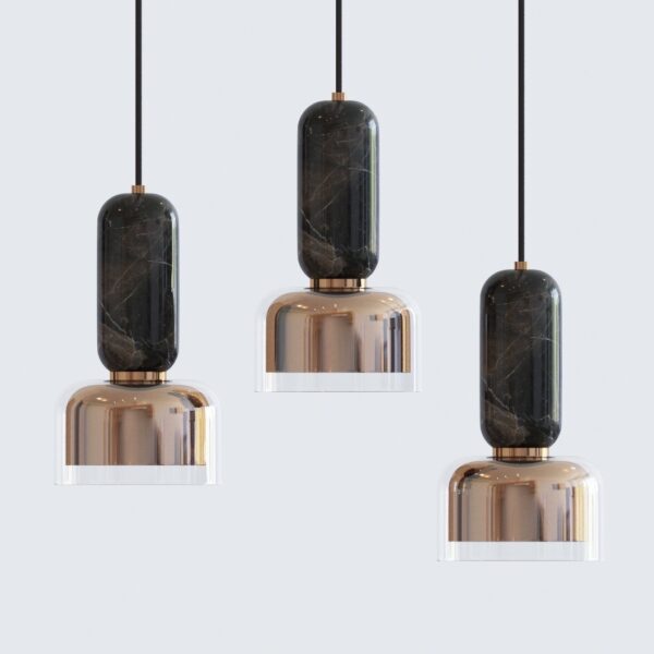 Andromeda Pendant Lamp by E. Elizarova in black marble and brass - Image 6
