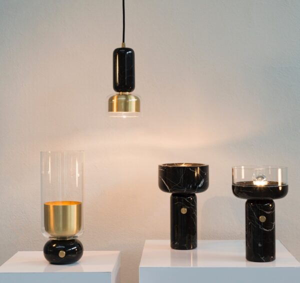 Andromeda Pendant Lamp by E. Elizarova in black marble and brass - Image 3