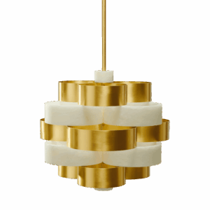 Vertigo Chandelier in Brass and Alabaster