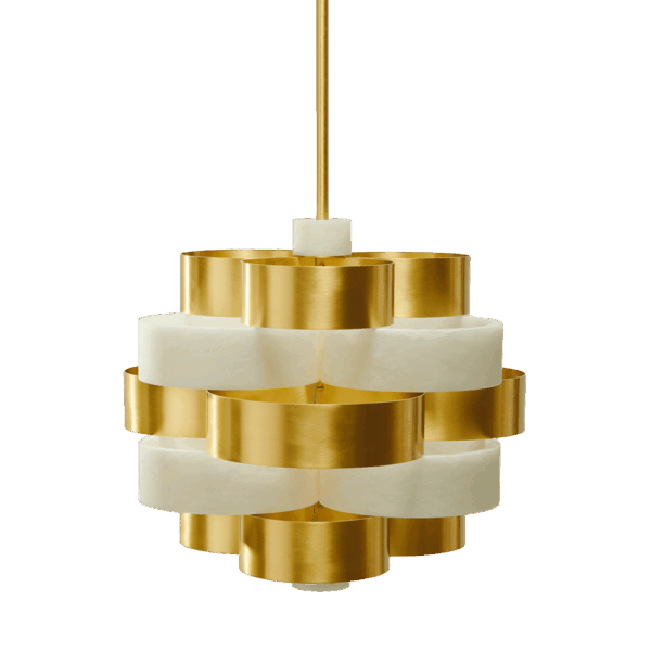Vertigo Chandelier in Brass and Alabaster