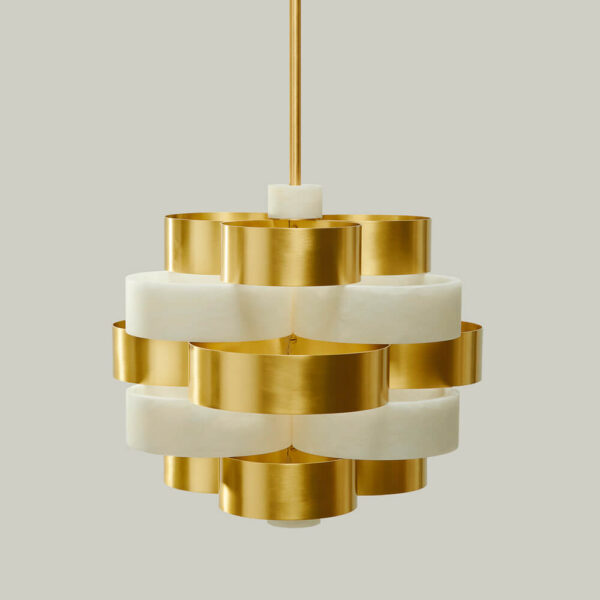 Vertigo Chandelier in Brass and Alabaster - Image 2