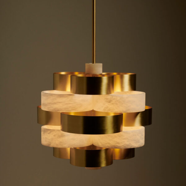 Vertigo Chandelier in Brass and Alabaster - Image 3