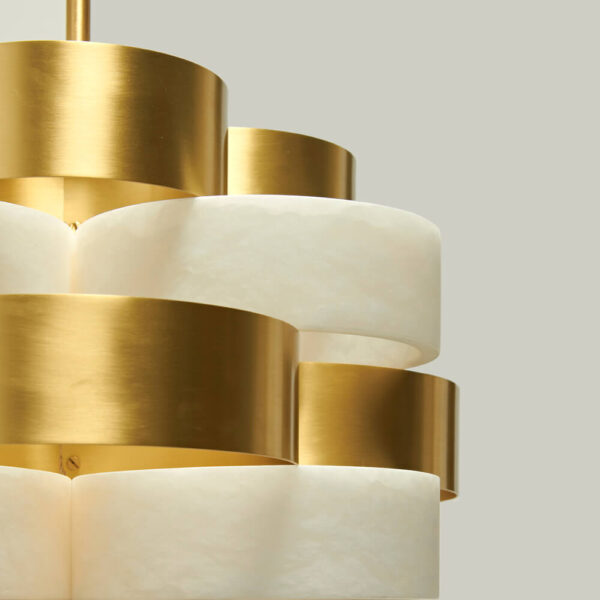 Vertigo Chandelier in Brass and Alabaster - Image 4