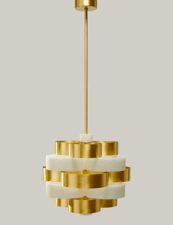 Vertigo Chandelier in Brass and Alabaster - Image 7